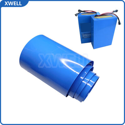 Bon prix Tube thermorétractable PE réticulé bleu, largeur plate de 50mm, rouleau de 100m pour manchon d'isolation de cellules de batterie 21700 26650, 120 ℃ en ligne